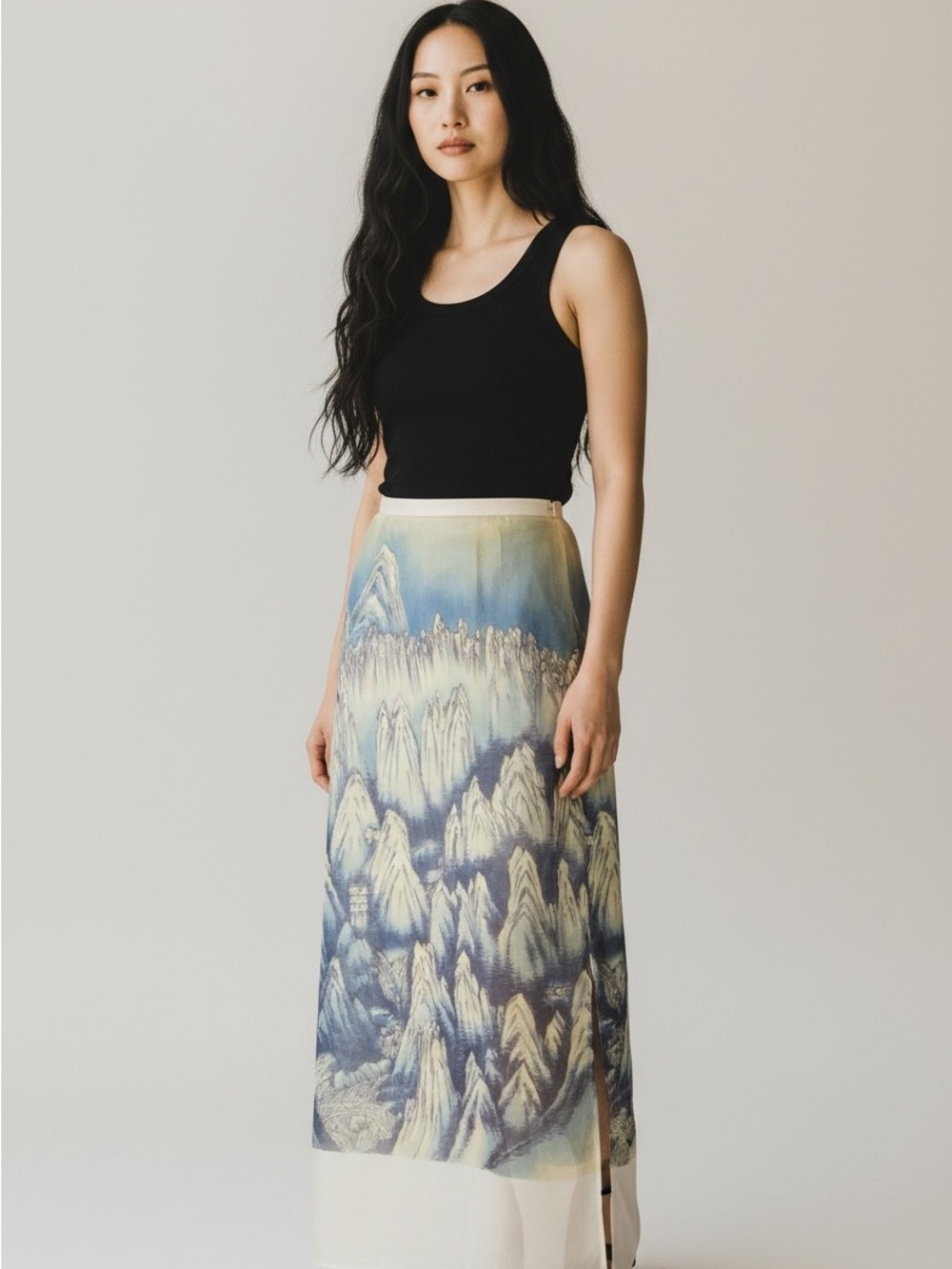 DOSA by Christina Kim Landscape Maxi Skirt 100% Artisan Silk ArtToWear Sz 2 (S)
